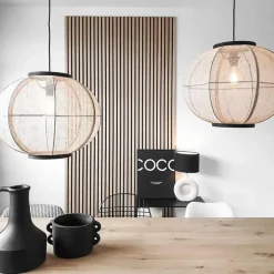 Oosterse hanglamp bruin stof 48 cm - Rob