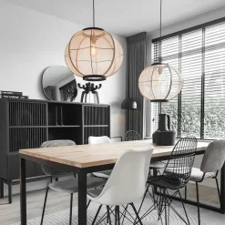 Oosterse hanglamp bruin stof 48 cm - Rob