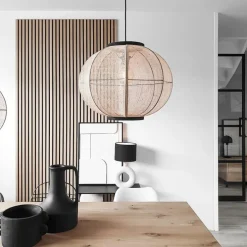 Oosterse hanglamp bruin stof 48 cm - Rob