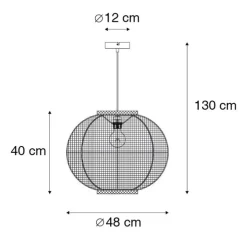 Oosterse hanglamp bruin stof 48 cm - Rob