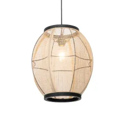 Oosterse hanglamp bruin stof 35 cm - Rob