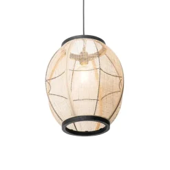 Oosterse hanglamp bruin stof 35 cm - Rob