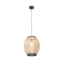Oosterse hanglamp bruin stof 35 cm - Rob