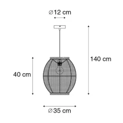 Oosterse hanglamp bruin stof 35 cm - Rob