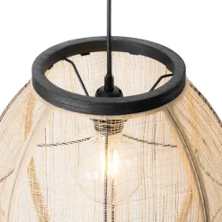 Oosterse hanglamp bruin stof 35 cm - Rob