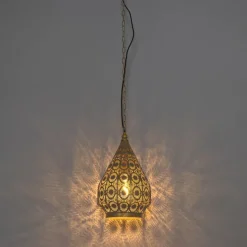 Oosterse hanglamp goud met patroon 26cm - Mowgli