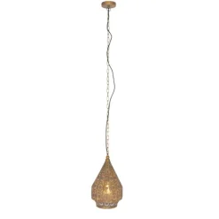 Oosterse hanglamp goud met patroon 26cm - Mowgli