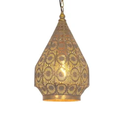 Oosterse hanglamp goud met patroon 26cm - Mowgli