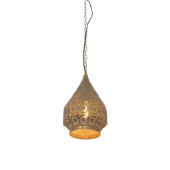 Oosterse hanglamp goud met patroon 26cm - Mowgli