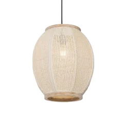 Oosterse hanglamp naturel stof 35 cm - Rob