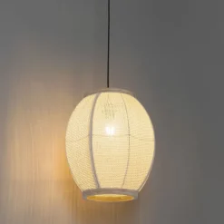 Oosterse hanglamp naturel stof 35 cm - Rob