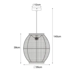 Oosterse hanglamp naturel stof 35 cm - Rob