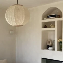 Oosterse hanglamp naturel stof 48 cm - Rob