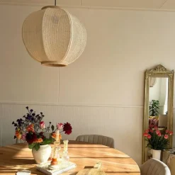 Oosterse hanglamp naturel stof 48 cm - Rob