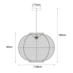 Oosterse hanglamp naturel stof 48 cm - Rob