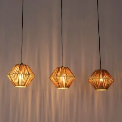 Oosterse hanglamp rotan 3-lichts - Straw