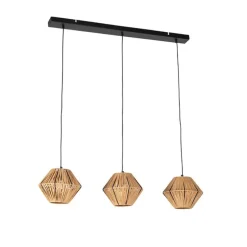 Oosterse hanglamp rotan 3-lichts - Straw