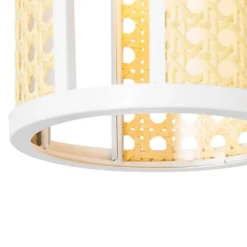Oosterse hanglamp wit met rotan 3-lichts rond - Akira