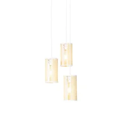 Oosterse hanglamp wit met rotan 3-lichts rond - Akira