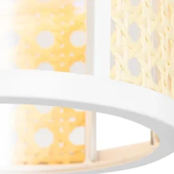 Oosterse hanglamp wit met rotan 3-lichts langwerpig - Akira