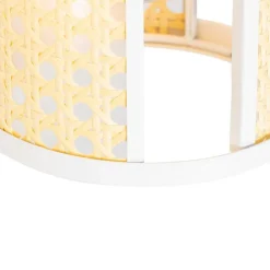 Oosterse hanglamp wit met rotan 3-lichts langwerpig - Akira