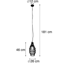 Oosterse hanglamp zwart - Nidum Rombo