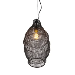 Oosterse hanglamp zwart - Nidum Rombo
