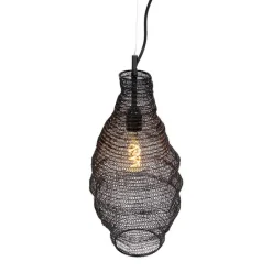 Oosterse hanglamp zwart - Nidum Rombo
