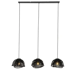 Oosterse hanglamp zwart bamboe 3-lichts - Pua