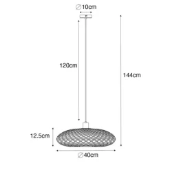 Oosterse hanglamp zwart bamboe 40 cm - Ostrava