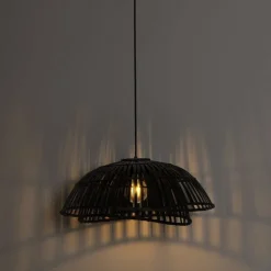 Oosterse hanglamp zwart bamboe 62 cm - Pua