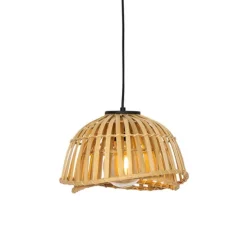 Oosterse hanglamp zwart met naturel bamboe 30 cm - Pua
