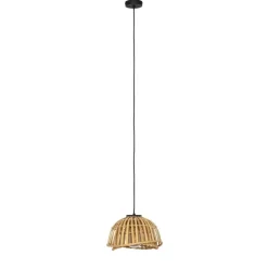 Oosterse hanglamp zwart met naturel bamboe 30 cm - Pua