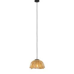 Oosterse hanglamp zwart met naturel bamboe 30 cm - Pua