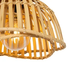 Oosterse hanglamp zwart met naturel bamboe 30 cm - Pua