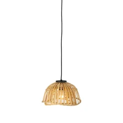 Oosterse hanglamp zwart met naturel bamboe 30 cm - Pua