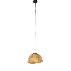 Oosterse hanglamp zwart met naturel bamboe 30 cm - Pua