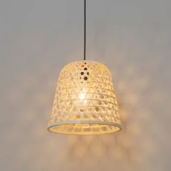 Oosterse hanglamp zwart met bamboe - Rayan