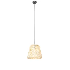 Oosterse hanglamp zwart met bamboe - Rayan