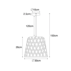 Oosterse hanglamp zwart met bamboe - Rayan
