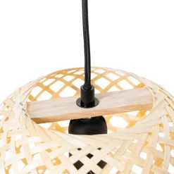 Oosterse hanglamp zwart met bamboe - Rayan