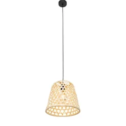 Oosterse hanglamp zwart met bamboe - Rayan