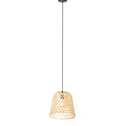 Oosterse hanglamp zwart met bamboe - Rayan