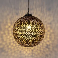 Oosterse hanglamp zwart met goud 45 cm - Radiante