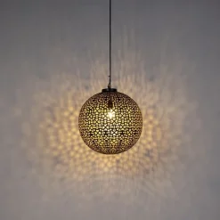 Oosterse hanglamp zwart met goud 45 cm - Radiante