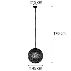 Oosterse hanglamp zwart met goud 45 cm - Radiante