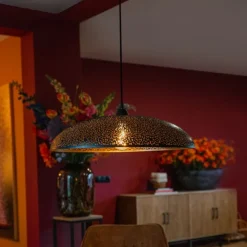 Oosterse hanglamp zwart met goud 60 cm - Japke