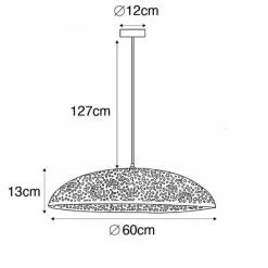 Oosterse hanglamp zwart met goud 60 cm - Japke