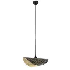 Oosterse hanglamp zwart met goud 50 cm - Japke