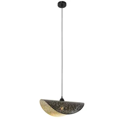Oosterse hanglamp zwart met goud 50 cm - Japke